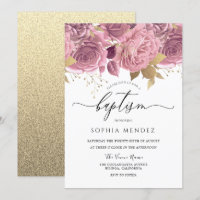 Mooie Blush Pink Floral Gold Girls Baptisme