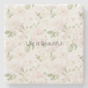 Mooie Blush Roze Bloemen Stenen Onderzetter
