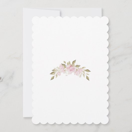 Mooie Blush Roze Bloemige Bloei Doop Kaart (Achterkant)