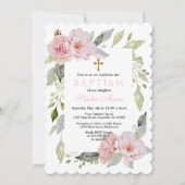 Mooie Blush Roze Bloemige Bloei Doop Kaart (Voorkant)