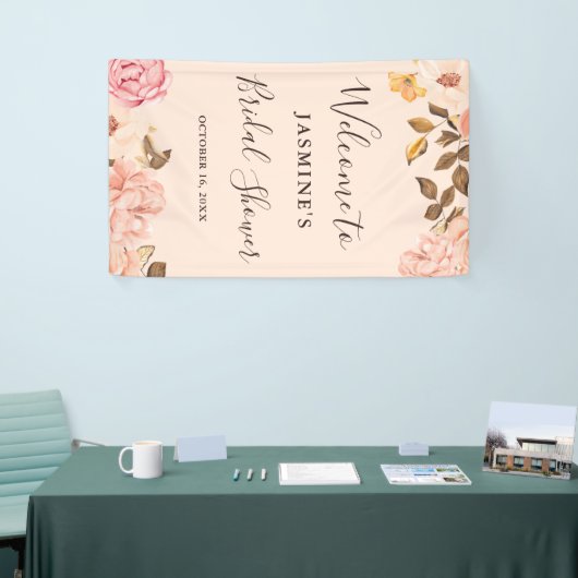 Mooie Blush Roze Engels Rozen Vrijgezellenfeest Spandoek (Beurs)