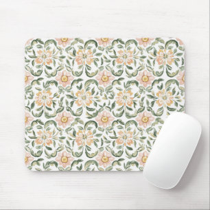 Mooie Blush Roze Groene Bladeren Bloem Muismat