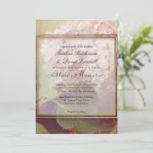 Mooie Blush Roze Hortensia Kunst Vintage Trouwen Kaart (Staand voorkant)