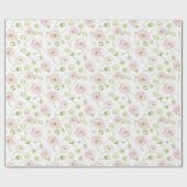 Mooie Blush Roze Mint Bloemen Bruiloft Cadeaupapier (Vlak)