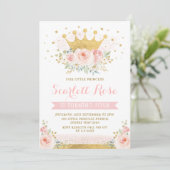 Mooie Blush Roze Prinses Gouden Kroon Verjaardag Kaart (Staand voorkant)