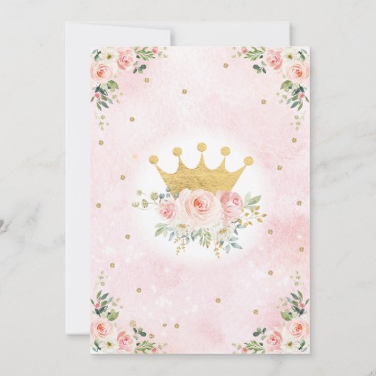 Mooie Blush Roze Prinses Gouden Kroon Verjaardag Kaart (Achterkant)