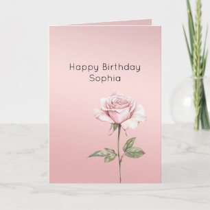 Mooie Blush Roze Roos Bloem Verjaardag Kaart