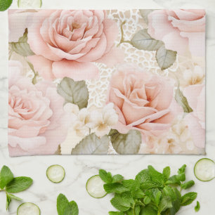 Mooie Blush Roze Rozen Bloemrijke Bruidsdouche Theedoek