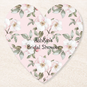 Mooie Blush Roze Witte Bloemen Bruiloft Feest Kartonnen Onderzetters