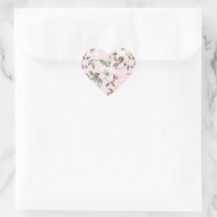 Mooie Blush Roze Witte Bloemen Bruiloft Hart Sticker