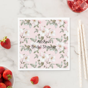 Mooie Blush Roze Witte Bloemen Bruiloft Servet