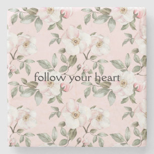 Mooie Blush Roze Witte Bloemen Stenen Onderzetter