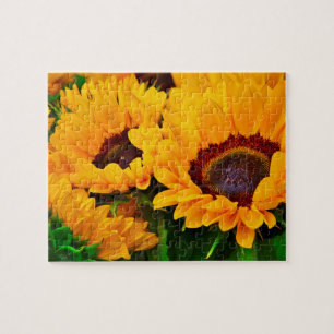 Mooie Boeket Gele en Oranje Zonnebloemen Legpuzzel