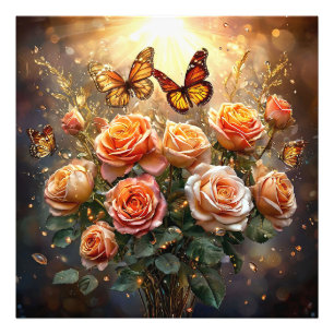 Mooie boeket rozen foto afdruk