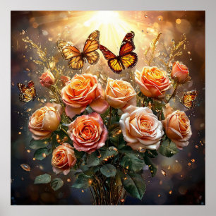 Mooie boeket rozen poster