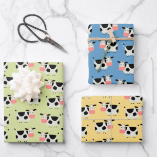 Mooie boerderij koeien inpakpapier set van 3 vel