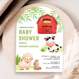 Mooie boerderijdieren barnyard Arch baby shower Kaart