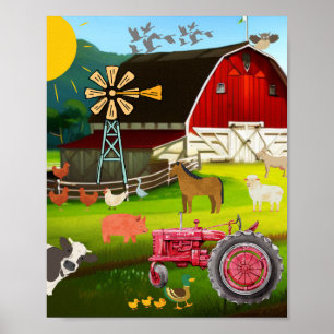Mooie boerderijdieren poster
