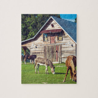 Mooie Boerderijen scène met paarden en zand Legpuzzel