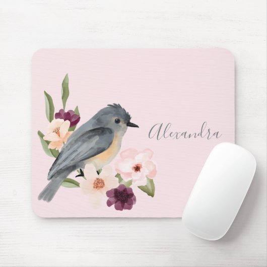 Mooie Bohemen Style Waterverf Bird & Branch Muismat (Met muis)