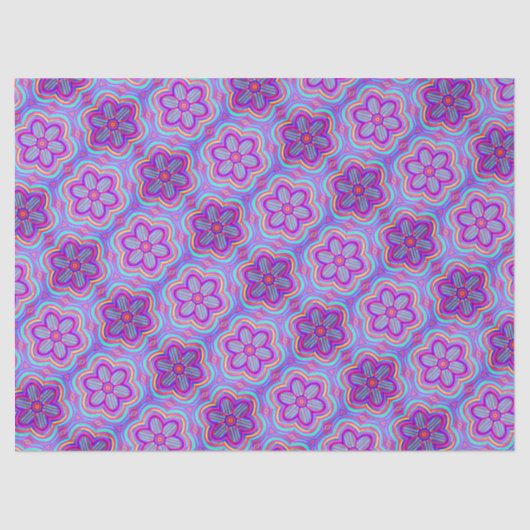 Mooie Boho Bloem Patroon Bloemig Prachtig Koel Paa Tissuepapier (Voorkant)