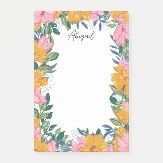 Mooie Boho Bloemen - Aangepaste Naam Post-it® Notes (Voorkant)