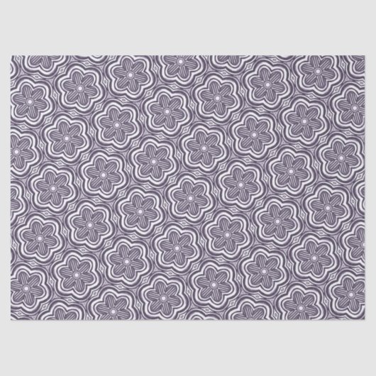 Mooie Boho-bloempatroon Bloemig mooi paars grijs Tissuepapier (Voorkant)