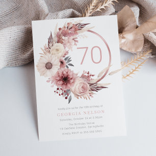 Mooie Boho Blush 70ste verjaardagsfeestje Kaart