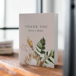Mooie Boho Botanische Bloemen Bruiloft Bedankkaart