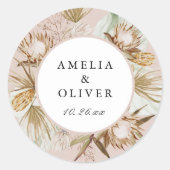 Mooie Boho Botanische Bruiloft gunst Ronde Sticker (Voorkant)