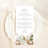 Mooie Boho Botanische Bruiloft Menu Kaart