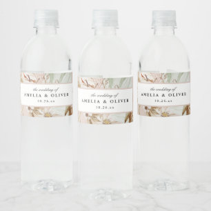 Mooie Boho Botanische Bruiloft Waterfles Etiket