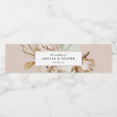 Mooie Boho Botanische Bruiloft Waterfles Etiket (Enkel label)