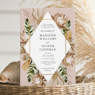Mooie Boho Botanische Geometrische Lijst Bruiloft Kaart
