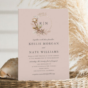 Mooie Boho Botanische Monogram Bruiloft Kaart