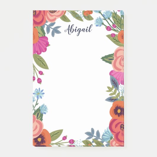 Mooie Boho Flowers - Aangepaste naam Post-it® Notes (Voorkant)