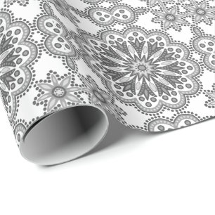 Mooie Boho Gray en White Talavera Tile Cadeaupapier