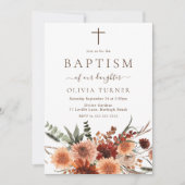 Mooie Boho Herfst Bloemen Doop Kaart (Voorkant)