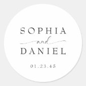 Mooie Boho minimalistische moderne bruiloft Ronde Sticker (Voorkant)