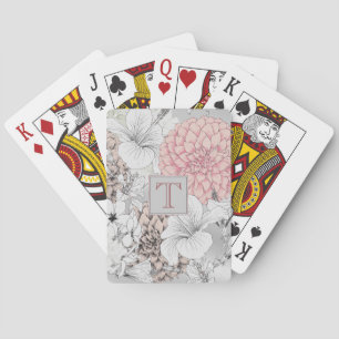 Mooie Boho moderne bloemen monogram Pokerkaarten