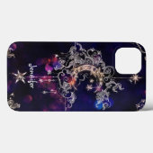 Mooie Boho Moon Stars Blauwe Paarse Aangepaste Tek Case-Mate iPhone Case (Achterkant (horizontaal))