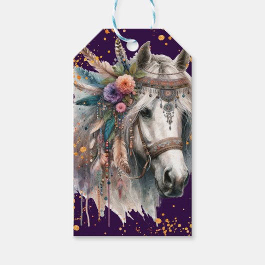Mooie Boho Paard Cadeaulabel (Voorkant)