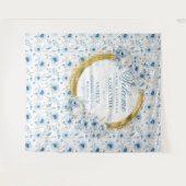 Mooie Boho Pastel Blauw Goud Trouwbanner Wandkleed (Voorkant (horizontaal))