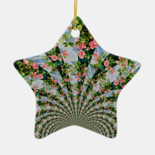 Mooie boho roze, rode rozen, waterverf florale keramisch ornament