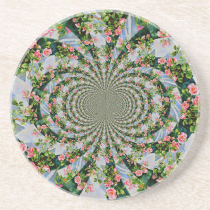 Mooie boho roze, rode rozen, waterverf florale zandsteen onderzetter