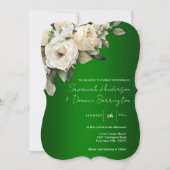 Mooie Boho Rozen op Emerald Green Wedding Kaart (Voorkant)