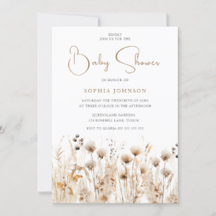 Mooie Boho Waterverf Wildflower Baby shower Kaart