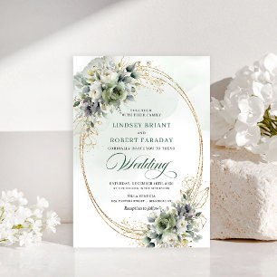 Mooie boho witte rozen trouwuitnodiging kaart