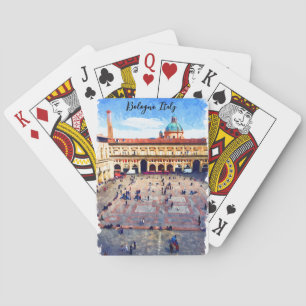 Mooie Bologna Italië Waterverf Reizen Pokerkaarten
