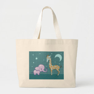 Mooie boodschappentas met olifant en giraffe grote tote bag